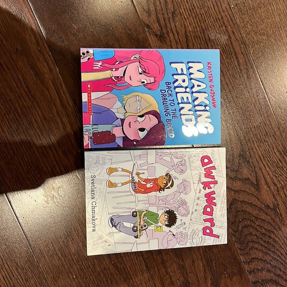 Graphic novel duo, books “making friends *BOOK 2 IN THE DUOLOGY*” and “awkward” - Picture 2 of 4